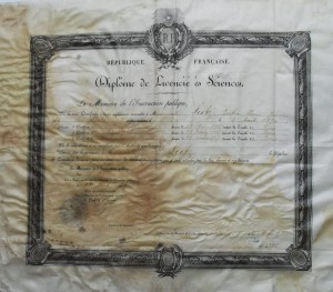 Diploma de Licenciada em Ciências pela Universidade de Paris, 11 de abril de 1918. [Origem: Museu Nacional/Projeto Semear]