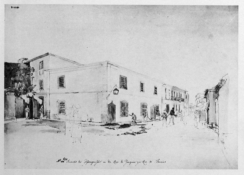 Igreja matriz de N. S. do Desterro de Campo Grande em desenho de Maria Graham de cerca de 1823